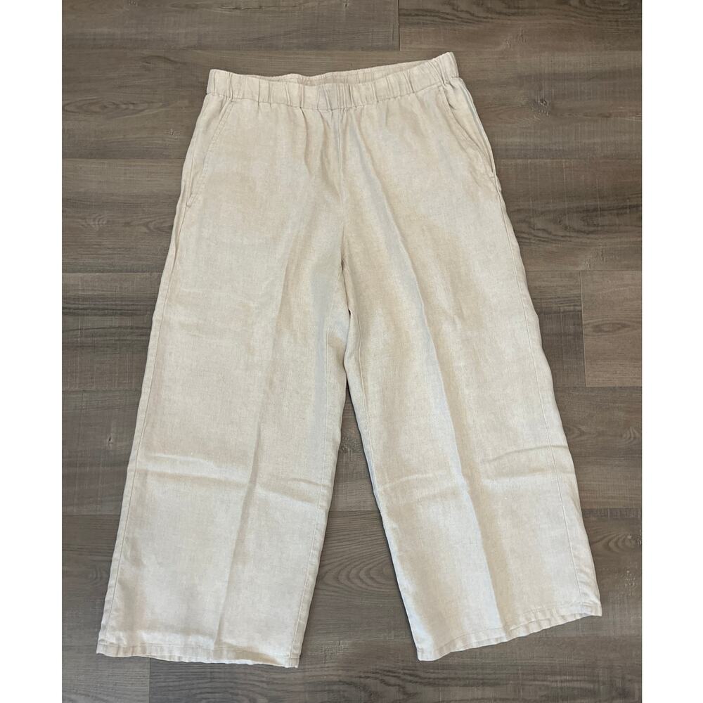 Eileen Fisher Tan Linen Crop Pants